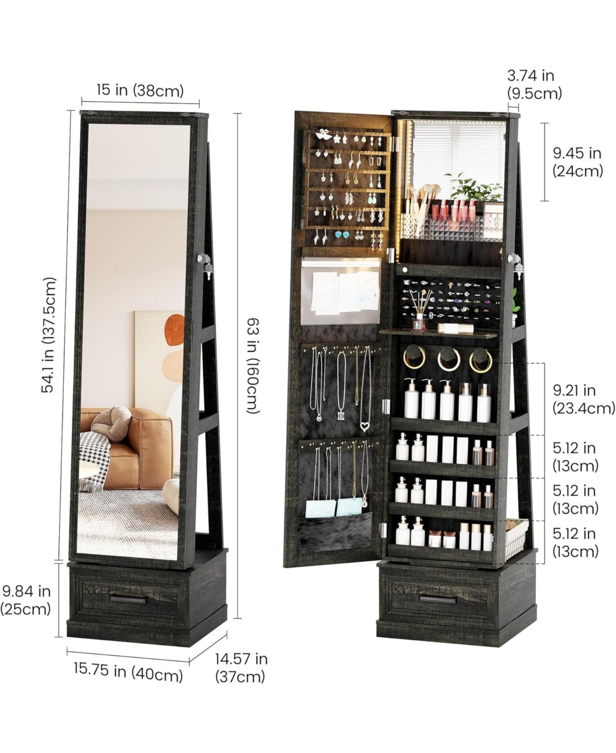 Vlsrka Oval Led Full Length Mirror