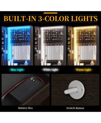 Wall/Door Mounted LED Jewelry Storage Mirror Cabinet