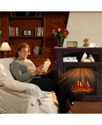 18 Inch 1400W Electric TV Stand Fireplace with Shelf