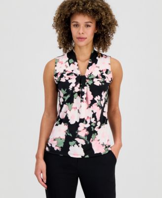 Women's Printed Knot-Neck Sleeveless Top