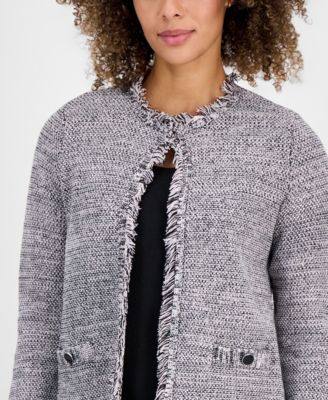 Women's Tweed Fringed Cardigan Jacket