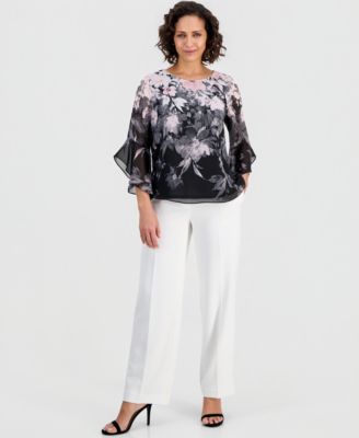 Women's Printed Chiffon 3/4-Sleeve Blouse