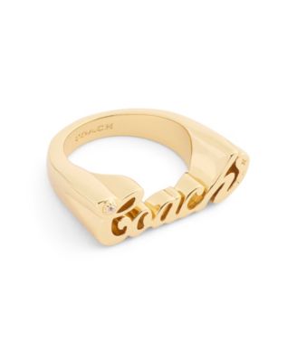 Faux Stone Signature Coach Name Plate Band Ring