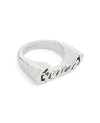 Faux Stone Signature Coach Name Plate Band Ring