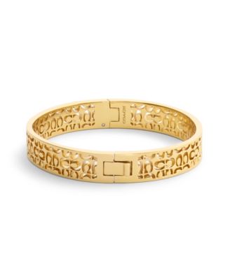 Gold Signature Quilted Cut Out Bangle Bracelet