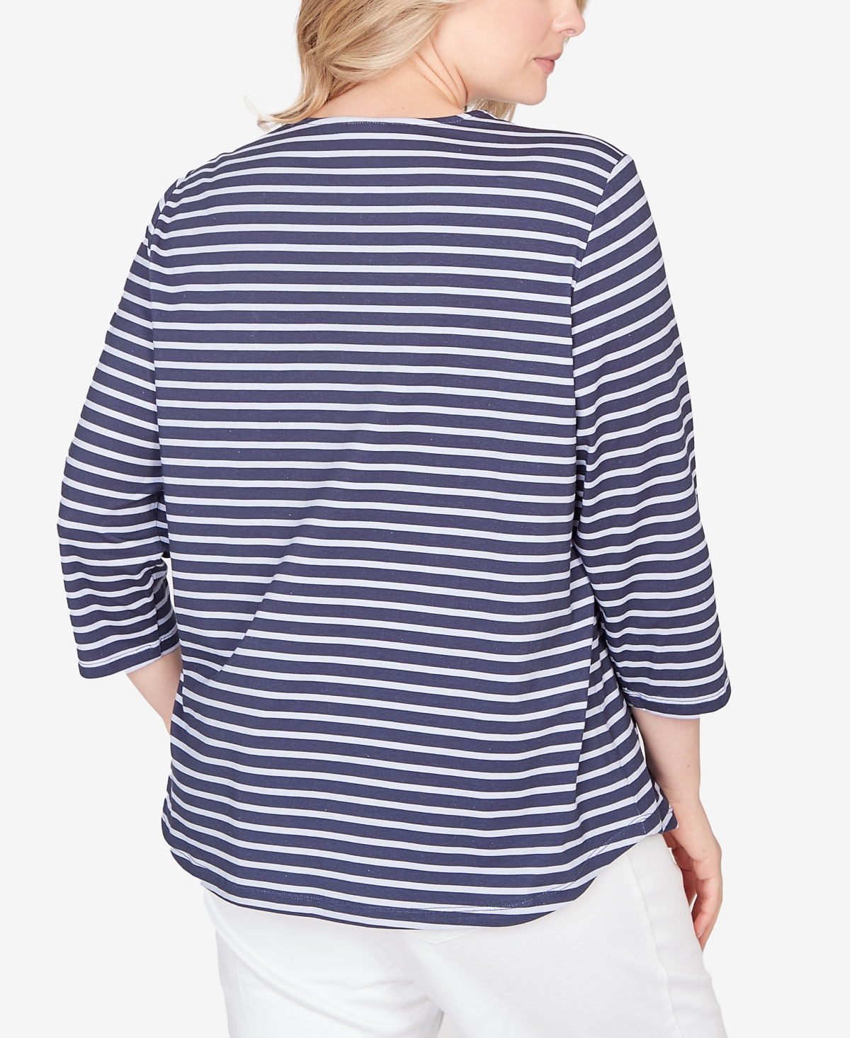 Ruby Rd. Plus Size Classic Marine Stripe Knit Top In Blue
