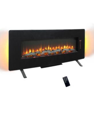 48 inch Curved Front Wall Mounted Electric Fireplace with remote and multi color flame & emberbed