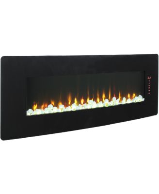 48 inch Curved Front Wall Mounted Electric Fireplace with remote and multi color flame & emberbed