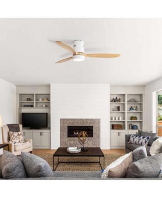 52-inch Modern White 3-Blade Flush Mount with Light and Remote Control