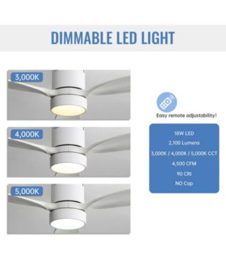 52-inch Modern White 3-Blade Flush Mount with Light and Remote Control