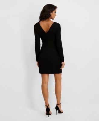 Women's V-Neck Long-Sleeve Short Dress