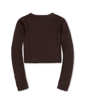 Girls Organic Cropped Scallop Edge Sweater Cardigan