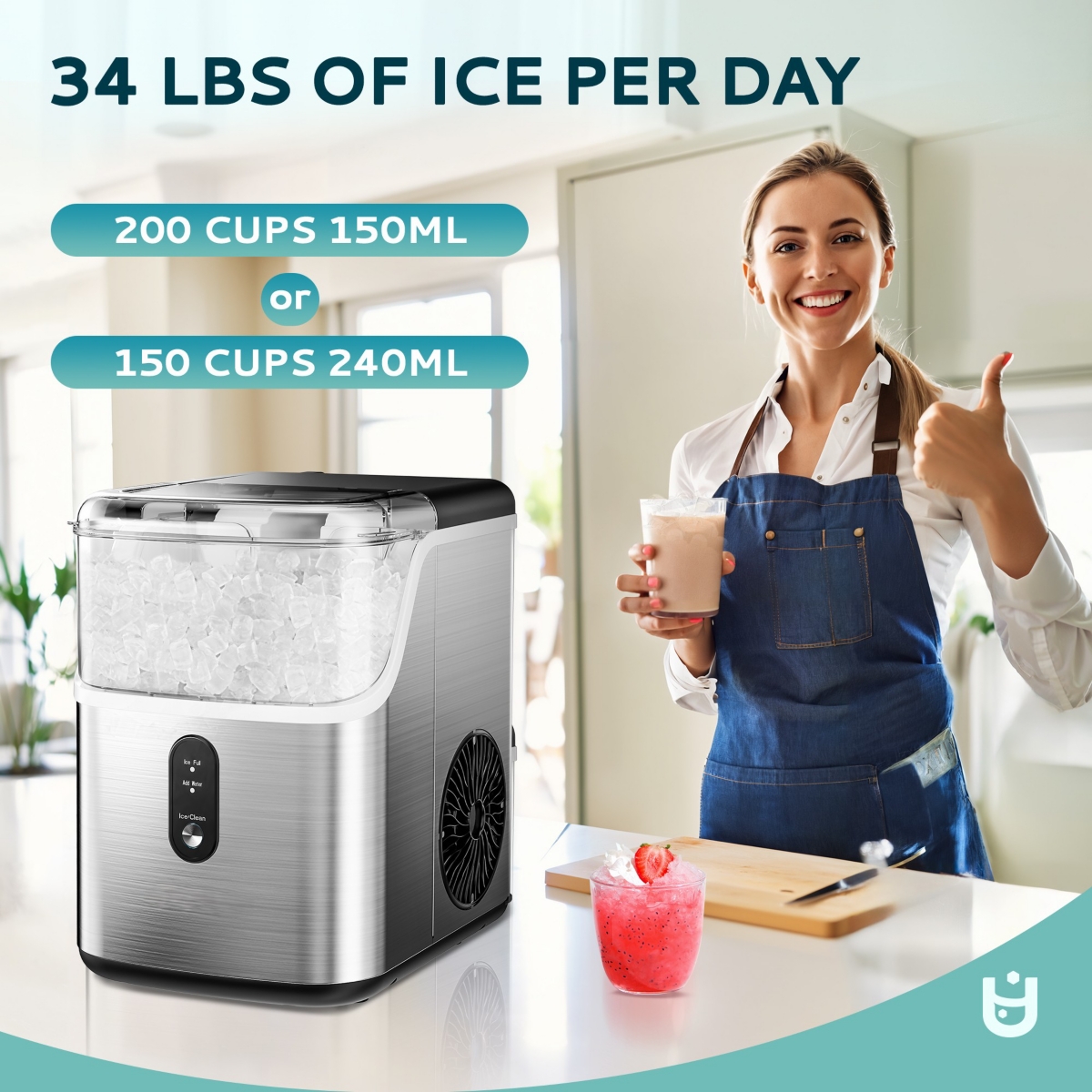 Euhomy 35-lb Ice Per day Nugget/Pebble Ice Maker ( Silver )