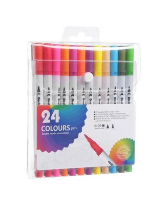 24 Dual Tip Acrylic Paint Markers, Quick-Drying & Anti-Fading, for DIY Crafts on Stone, Wood, Plastic, Glass – Painting Supplies Kit