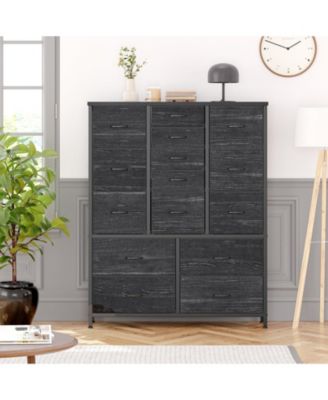 1Pc Fabric/Metal (with wooden top) 15-Drawer Tall Storage Dresser Organizer Cabinet