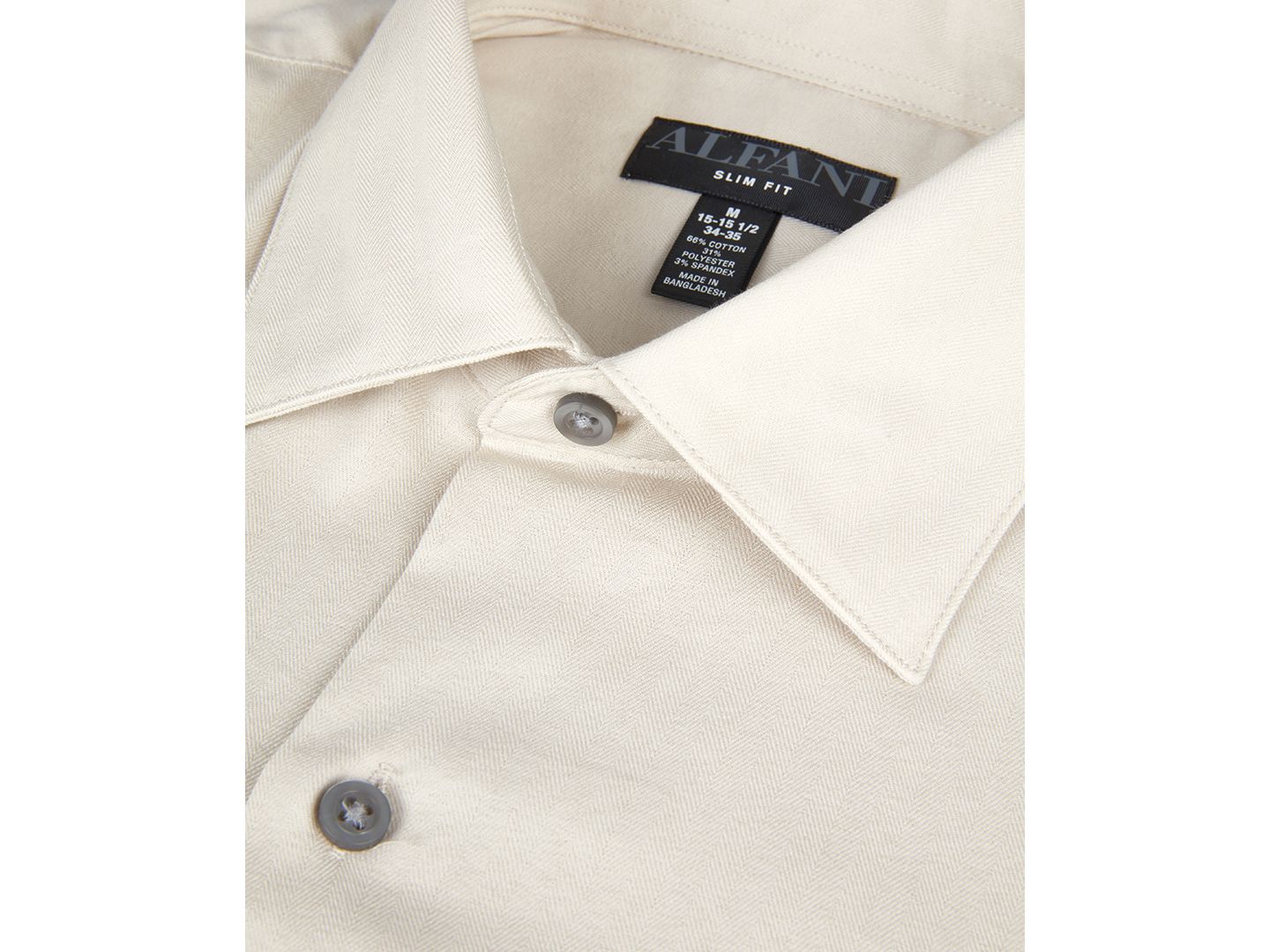 Мужская рубашка Alfani Herringbone Slim-Fit Dress Shirt, цвет: Бежевый — фото 8
