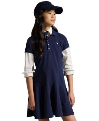 Girls' 7-16 Cotton Mesh Short-Sleeve Polo Dress