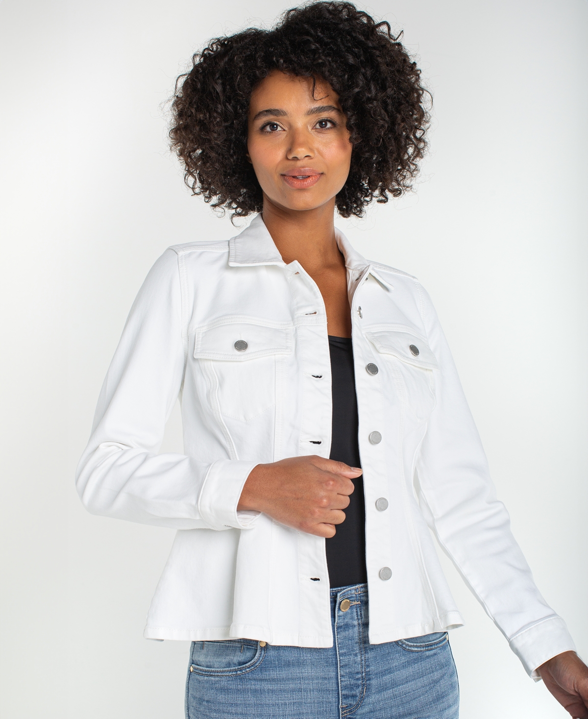 Liverpool Los Angeles Eyelet Denim Jacket In White