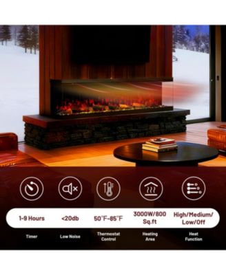 50" 3-Sided Electric Fireplace,Wall Mount/Recessed,WiFi & App Control,RGB Flame,1500W/3000W