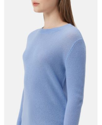 Women's Ajour-Knit Cashmere Crewneck Sweater Black