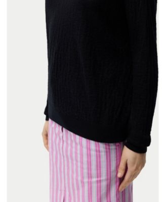 Women's Silk Cashmere Textured Sweater Black