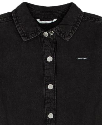 Girls' 7-16 Long-Sleeve Denim Shirt Dress