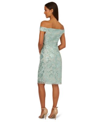 Women's Off-The-Shoulder Sequin Sheath Dress