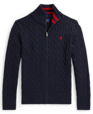 Polo Ralph Lauren Boys' 8-20 Cable-Knit Cotton Full-Zip Sweater