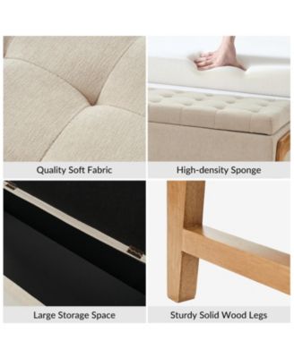 Mid-century Modern Lydia Storage Bench with Solid Wood Legs