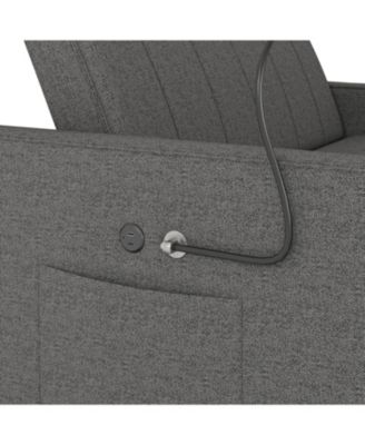 Duncan Modern Upholstered Linen Channel Tufted Sleeper Sofa with Built-In USB Port