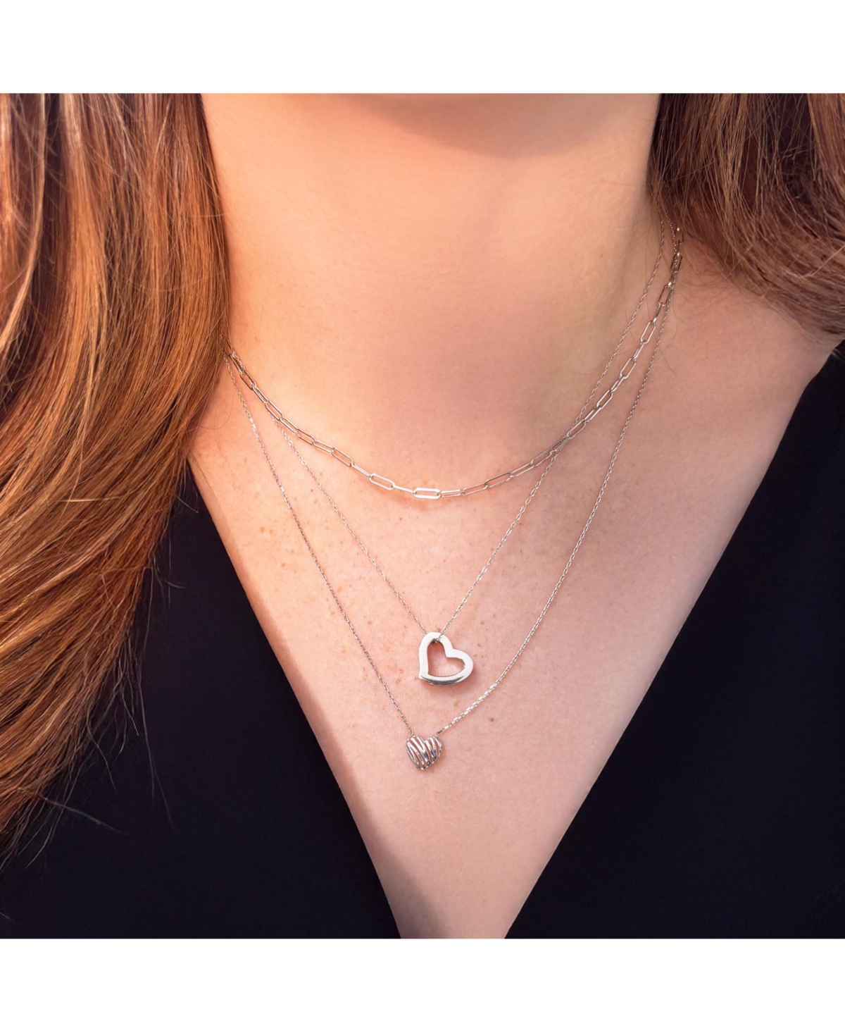 The Lovery Gold Open Heart Necklace 14K White Gold