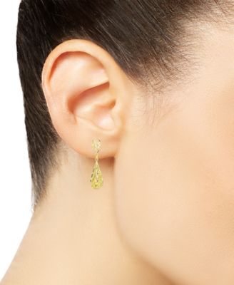 Intricate Filigree Dangle Drop Earrings in 10k Yellow Gold