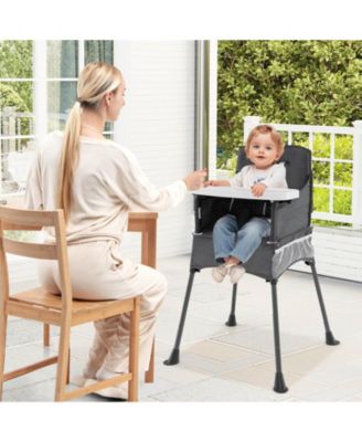 Toddler Folding High Chair with 2-position Tray Adjustable Safety Baffle