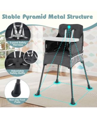 Toddler Folding High Chair with 2-position Tray Adjustable Safety Baffle