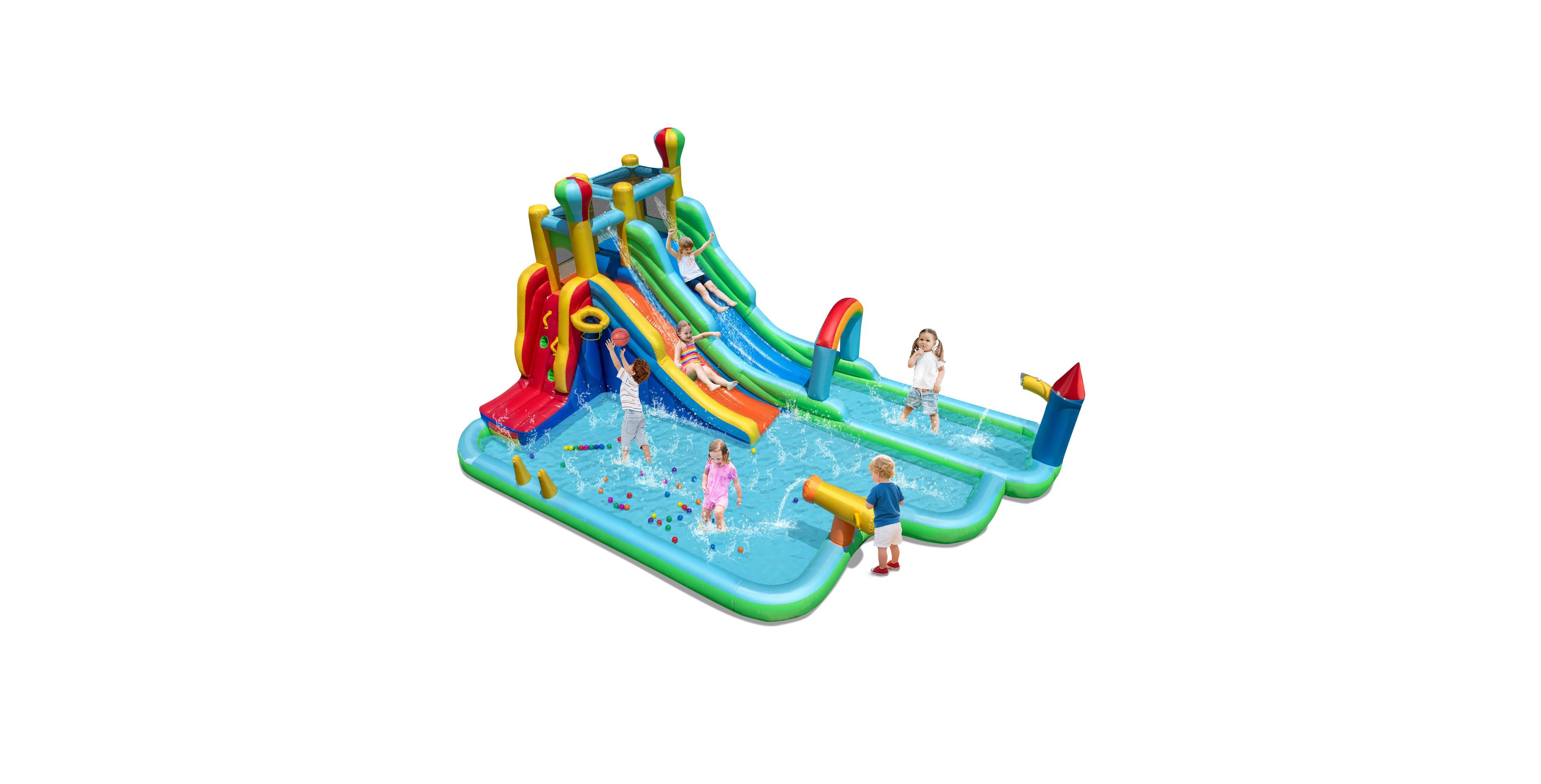 Skonyon Inflatable Water Slide Park Giant Bounce House with Double Long Slides