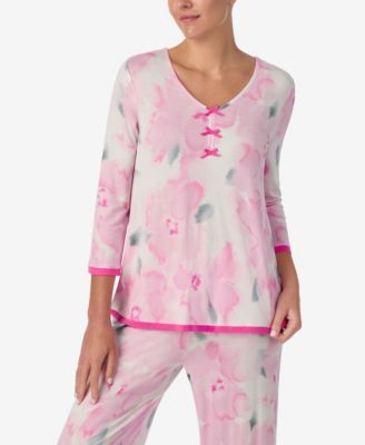 Women's V-Neck Top and Ankle Pajama Pants, 2-Piece Set