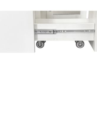 Kitchen Pantry Cabinet with Glass Doors and Pull-Out Multi-Tier Shelves, Storage Organizer for Kitchen and Bar