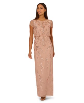 Adrianna Papell Bead Blouson Long Dress - Macy's