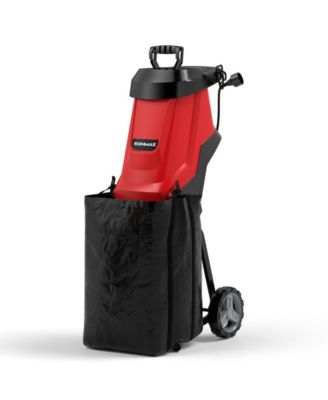 15-AMP Electric Wood Chipper and Shredder Leaf Mulcher with Wheels-Red