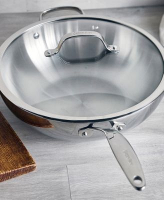 Stainless Steel 12" Valencia Pro Uncoated Covered Wok with Lid