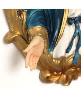 Blessed Virgin Mary Wall Plaque, Oval Religious Decor for Home & Prayer Space