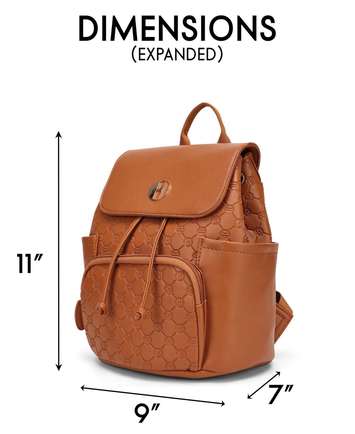Elle Compass 10l Vegan Leather Monogram Mini Backpack In Brown