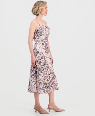 Women's Printed Satin Midi Skirt