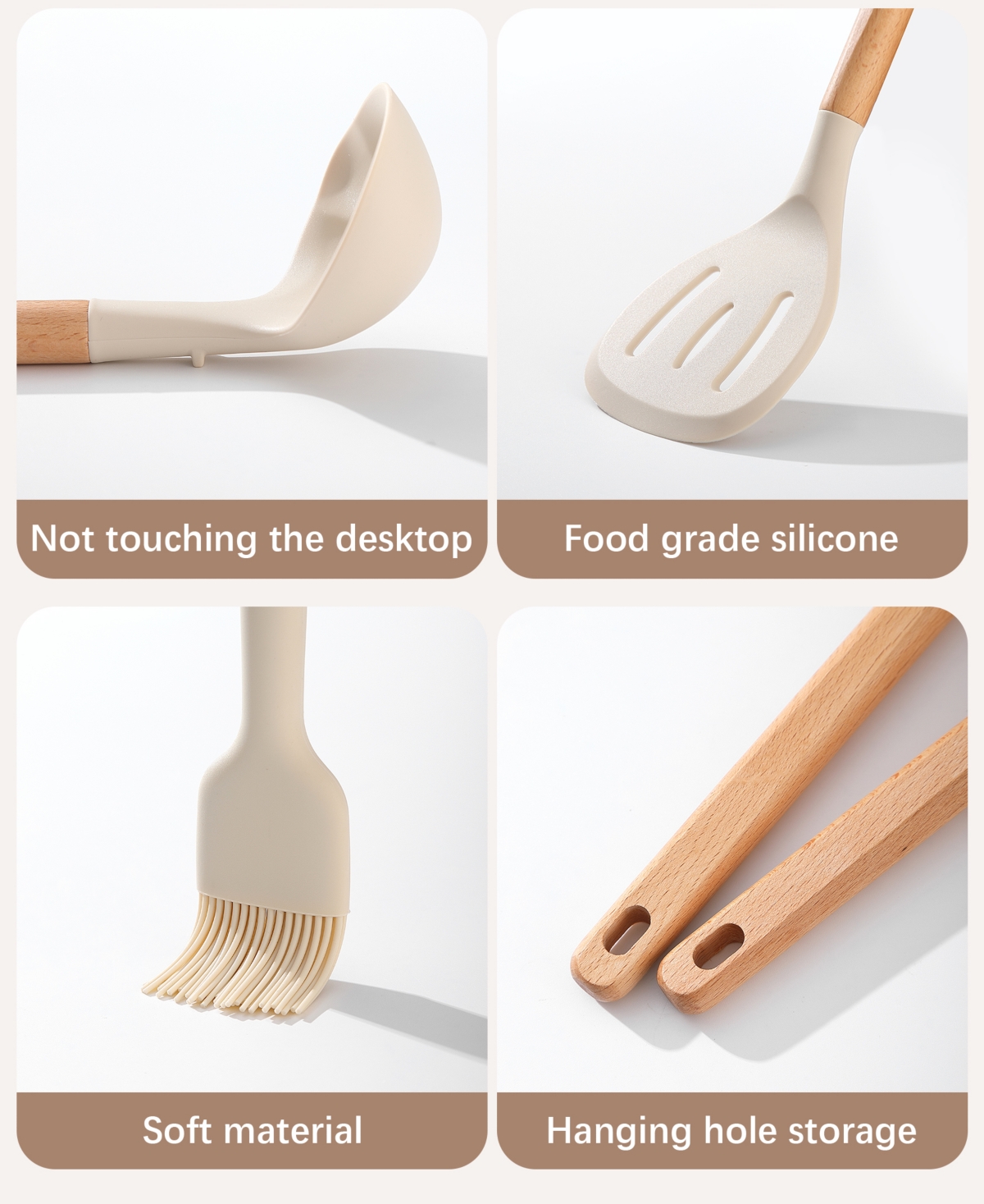 Sugift 9-Piece Natural Teak Wooden Kitchen Utensils Set