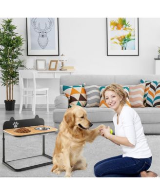 Dog Bowl Stand With 2 Stainless Steel Food Water Bowls