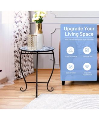 Outdoor Indoor Steel Accent Plant Stand Cobalt Table