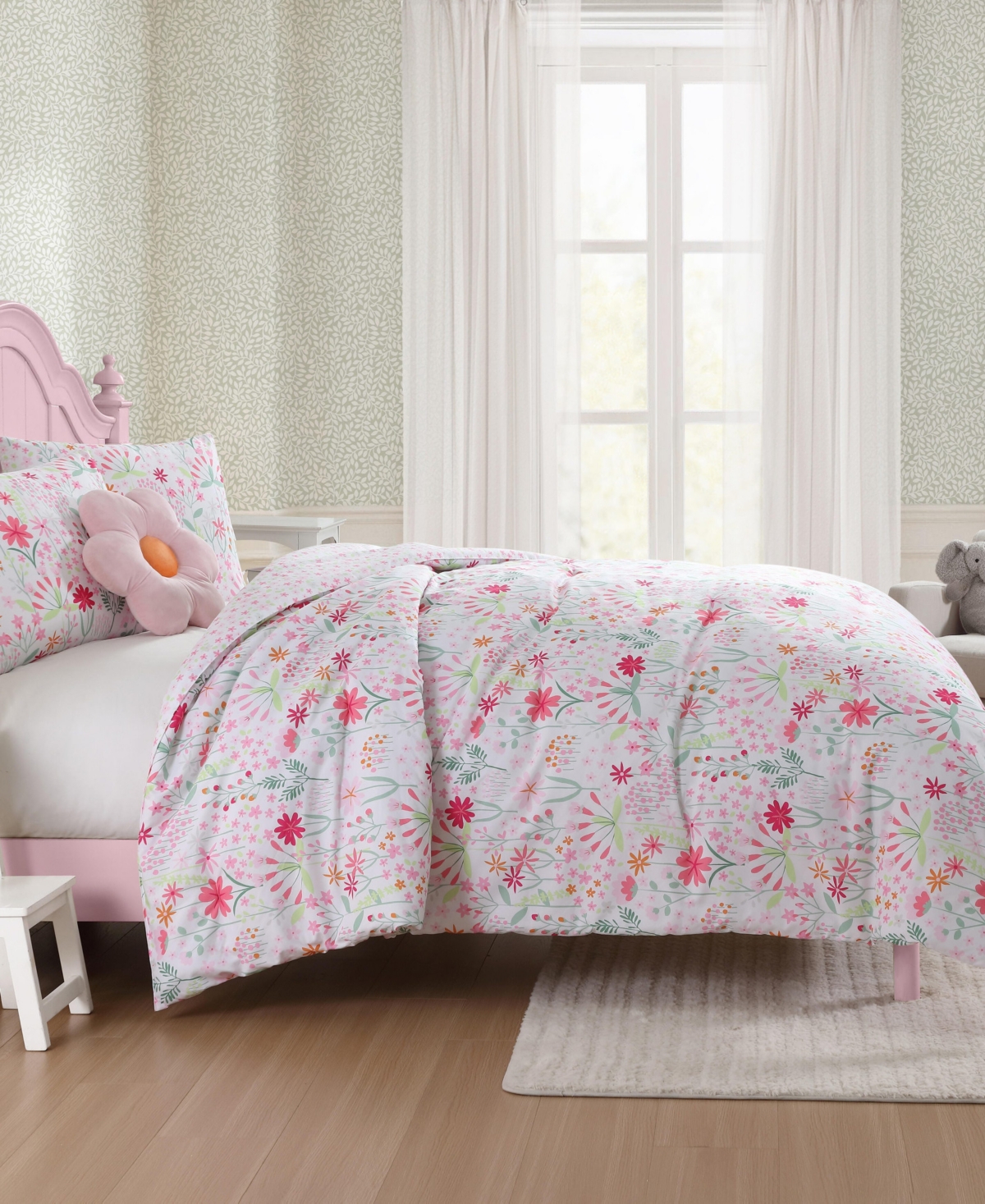 Laura Ashley Sunshine Flowers Microfiber 3-Pc. Comforter Set, Twin