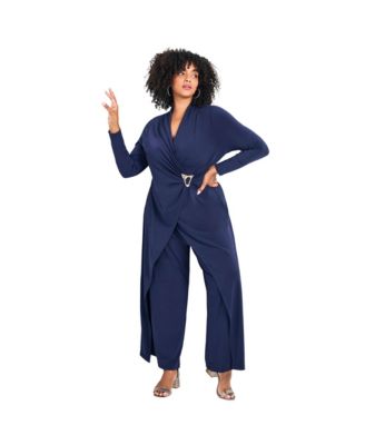 Women's Plus Size Glamour Wrap Front Jumpsuit
