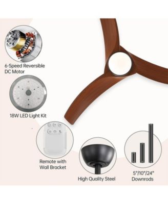 52-inch Modern Black Standard 3-Blade Ceiling Fan With Remote and Led Light