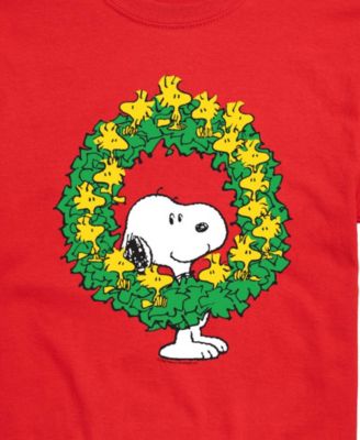 Men's Snoopy and Christmas Wreath Graphic T-Shirt